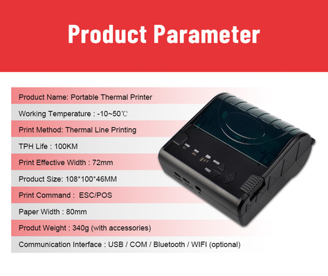 Navulbare Com WIFI 80mm Portbale Mini Thermal Printer Bluetooth