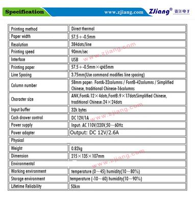 Draagbaar Mini Thermal 2inch 58mm Ontvangstbewijsprinter For Retail Shop 5890k